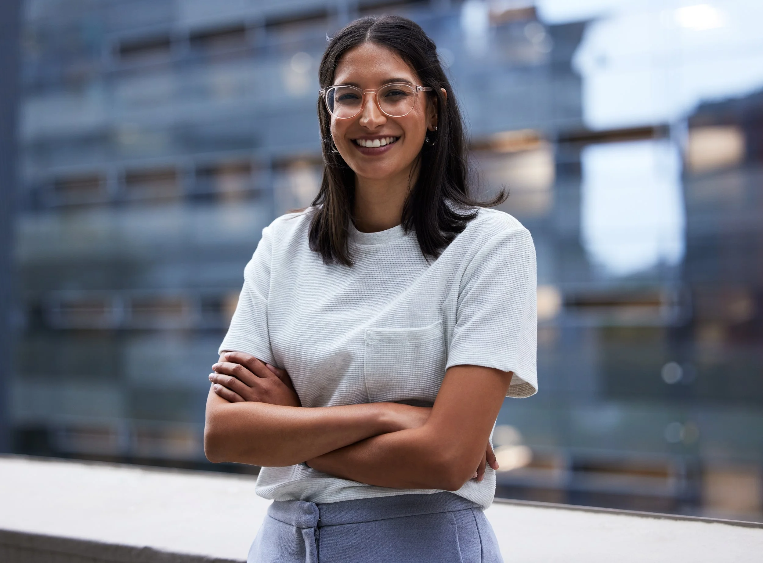 smiling woman after rhinoplasty at misch facial plastics