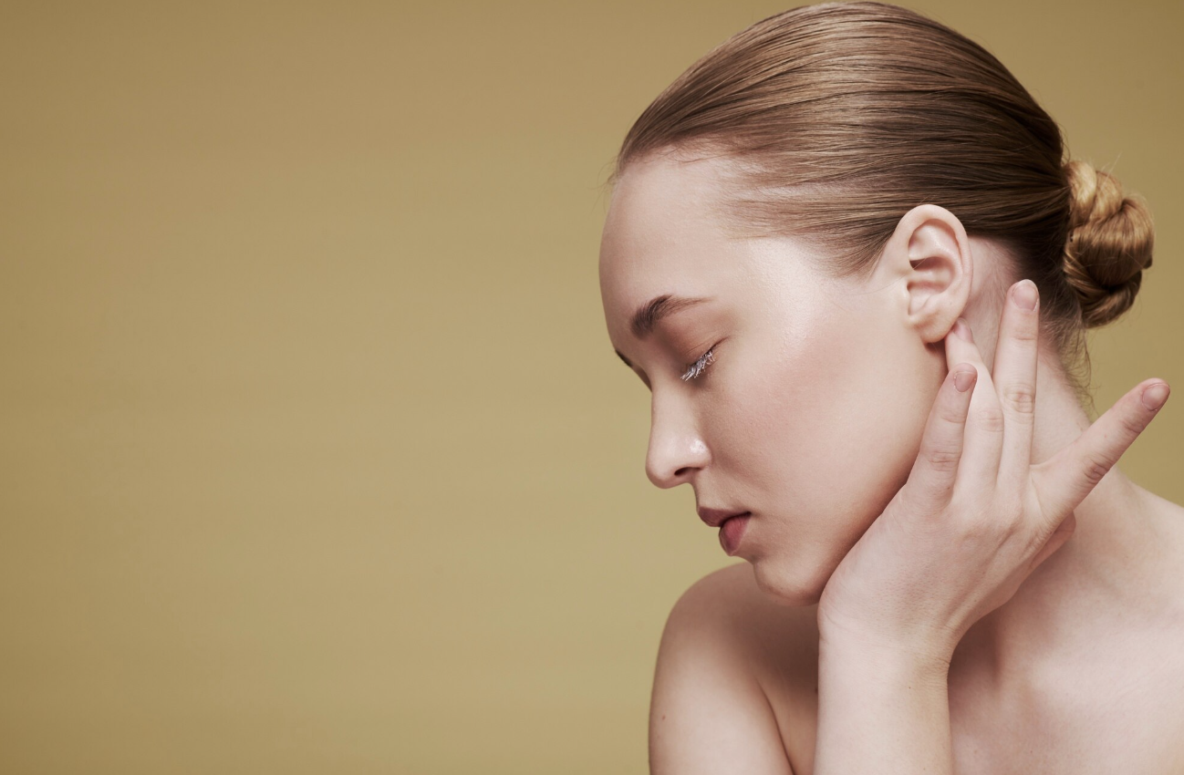 Profile view of woman after otoplasty