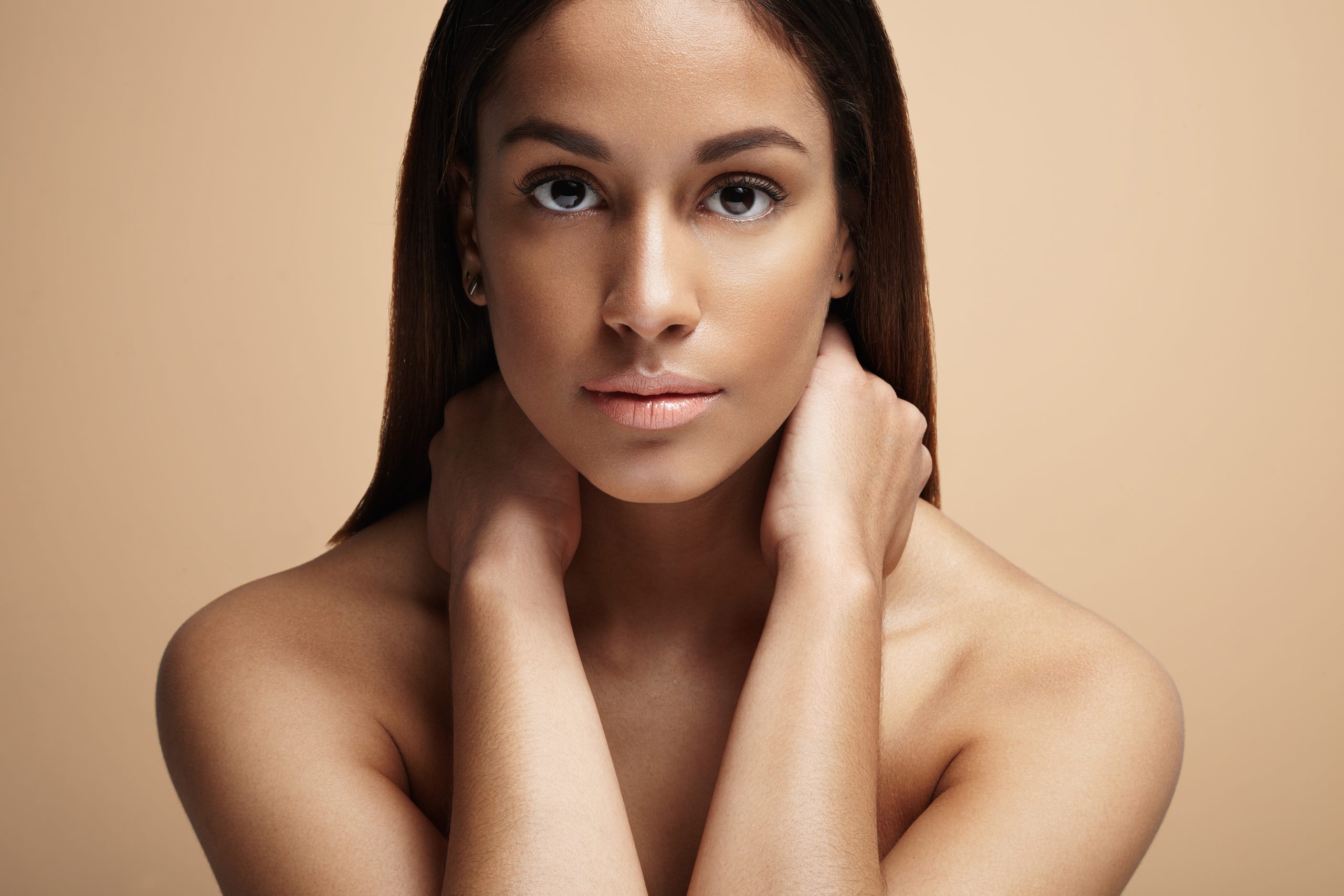 Brunette woman after CO2 Laser treatment